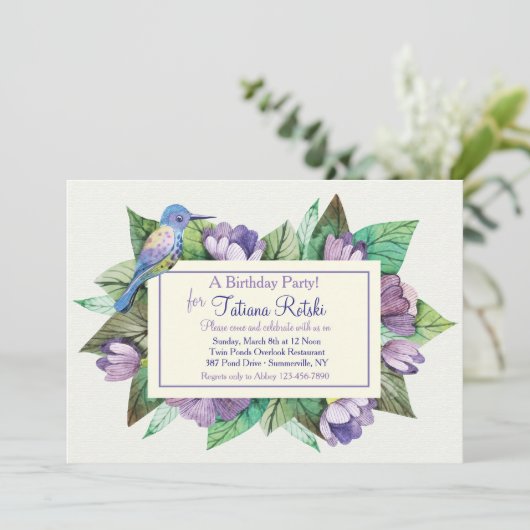 Invitation Bleue Lavande (Debout devant)