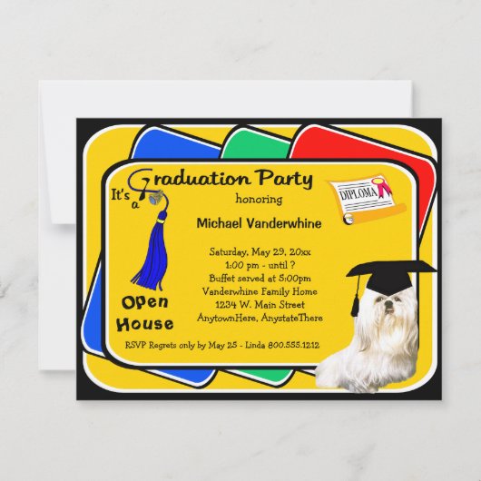 Invitation bleue maltaise de fête de remise des (Devant)