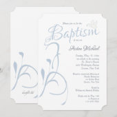Invitation Bleue Moderne de Baptême (Devant / Derrière)