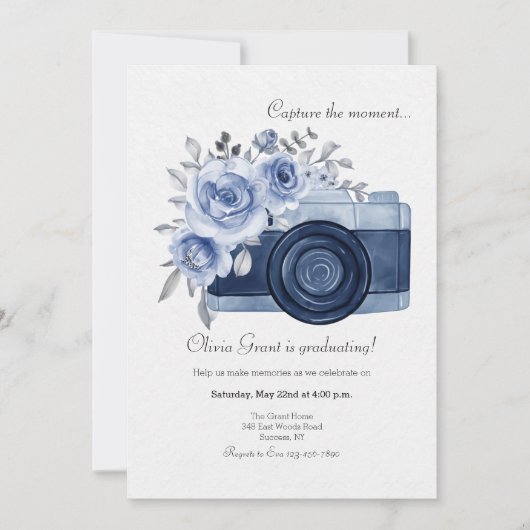 Invitation Bleue pour Capturer le Moment (Devant)