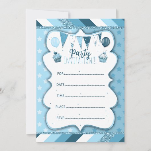 Invitation bleue pour écrire à la main pour les ga (Devant)