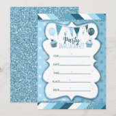 Invitation bleue pour écrire à la main pour les ga (Devant / Derrière)