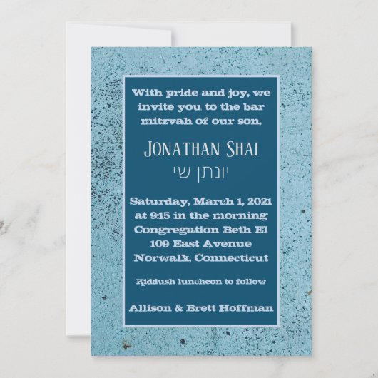 Invitation Bleue Speckée (Devant)