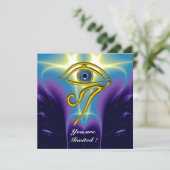 Invitation BLEUE TALISMAN, Oeil Horus, Fractures violettes bl (Debout devant)