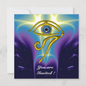 Invitation BLEUE TALISMAN, Oeil Horus, Fractures violettes bl (Devant)