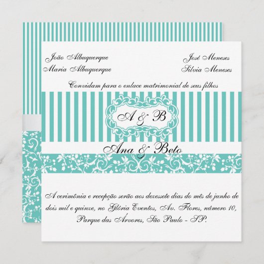 Invitation Bleue Tiffany (Devant / Derrière)