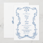 Invitation Bleue Toile de Jouy 05 (Devant / Derrière)