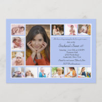 Invitation bleue verticale 2 de photo de collage