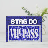 Invitation bleue VIP pour l'enterrement de vie de (Debout devant)