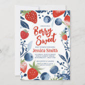 Invitation Bleuet fraise Berry Baby shower sucré (Devant)