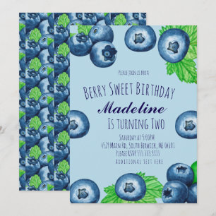 Invitation Bleuets Aquarelle Baie Doux Anniversaire