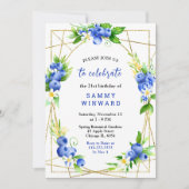 Invitation Bleuets et Feuillage Anniversaire (Devant)