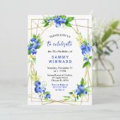 Invitation Bleuets et Feuillage Anniversaire (Debout devant)