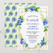 Invitation Bleuets et Feuillage Anniversaire (Devant / Derrière)