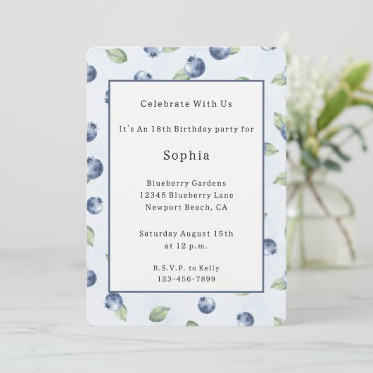 Invitation Bleuets Fruit Anniversaire (Debout devant)