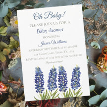 Bleus Bleuets Aquarelle Fleur Texas Bébé garçon