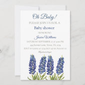 Invitation Bleus Bleuets Aquarelle Fleur Texas Bébé garçon (Devant)