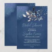 Invitation Bleus bohème et Fête des mariées bleue verte (Devant / Derrière)