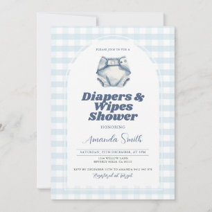 Invitation Bleus Diapeurs et lingettes Baby shower Bleu En vi