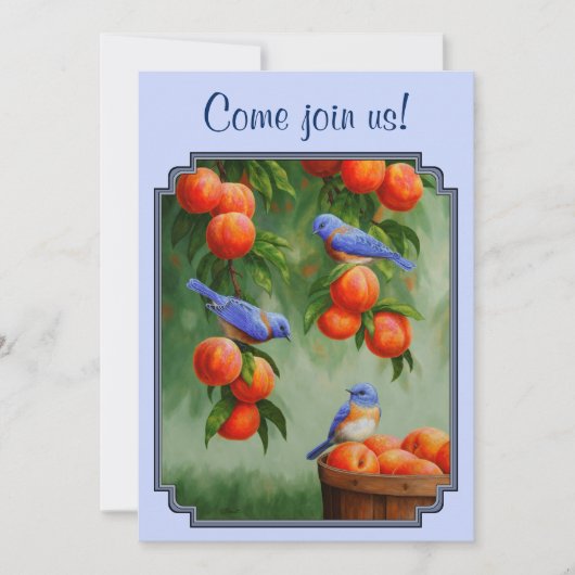 Invitation Bleus et pêches bleu (Devant)