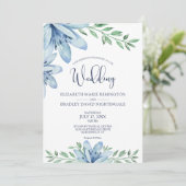 Invitation Bleus fleuris et Mariage de verdure (Debout devant)