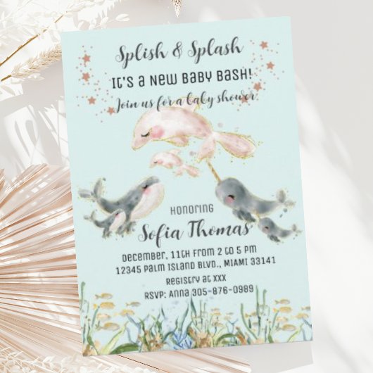Invitation Bleus mignons sous le Baby shower marin