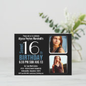 Invitation Bleus modernes et noircissent 2 la partie du (Debout devant)