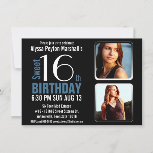 Invitation Bleus modernes et noircissent 2 la partie du (Devant)