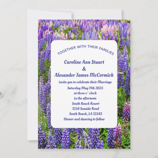 Invitation Bleus Texas Fleur Bleue Élégant Mariage (Devant)