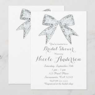 Invitation Bling Bow Glam Mariage Diamant Blanc