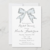 Invitation Bling Bow Mariage Glamour Diamant Blanc (Devant)