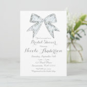 Invitation Bling Bow Mariage Glamour Diamant Blanc (Debout devant)