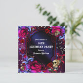 Invitation Bling Crânes Roses Rouges Violettes Got (Debout devant)