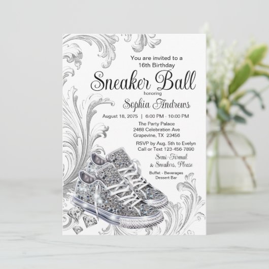 Invitation Bling Diamond Basket Ball Anniversaire (Debout devant)