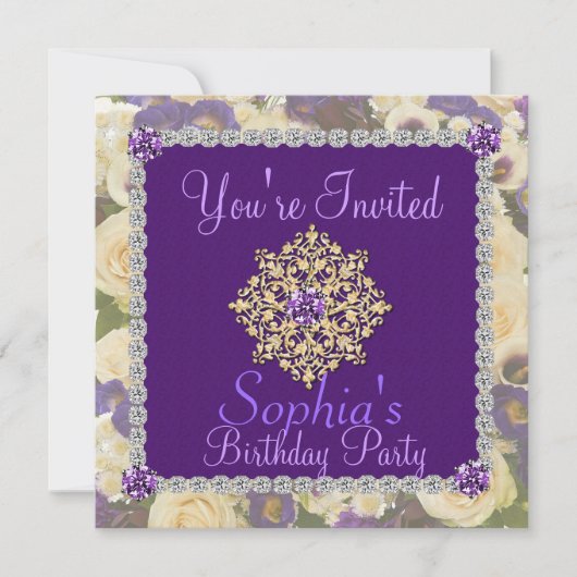 Invitation Bling d'invitation pour les 60 ans des femmes viol (Devant)