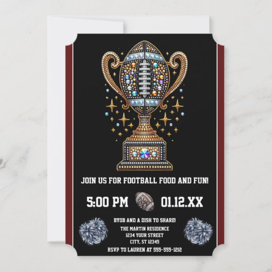 Invitation Bling Football Party Big Game Bowl Game Trophée (Devant)