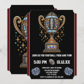 Invitation Bling Football Party Big Game Bowl Game Trophée (Devant / Derrière)