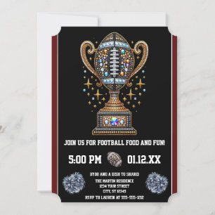 Invitation Bling Football Party Big Game Bowl Game Trophée