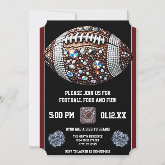Invitation Bling Football Party Big Game Bowl Jeu (Devant)