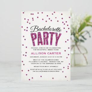 Invitation Bling Hot rose Parties scintillant Gems Bacheloret