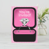 Invitation Bling Ring Box Fête de l'mariée rose (Debout devant)