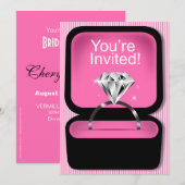 Invitation Bling Ring Box Fête de l'mariée rose (Devant / Derrière)