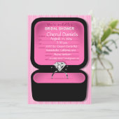 Invitation Bling Ring Box Fête de l'mariée rose (Debout devant)