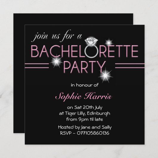 Invitation Bling Ring Pink (Devant / Derrière)