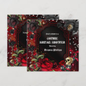 Invitation Bling Roses Noires Rouges Gothique Crân (Devant / Derrière)