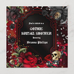 Invitation Bling Roses Noires Rouges Gothique Crân