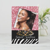 Invitation Bling Tiara Zebra Sweet 16 Anniversaire (Debout devant)