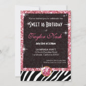 Invitation Bling Tiara Zebra Sweet 16 Anniversaire (Dos)