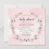 Invitation Bliss aquarelle | Baby shower floral rose pâle (Devant)