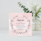 Invitation Bliss aquarelle | Baptême floral rose (Debout devant)